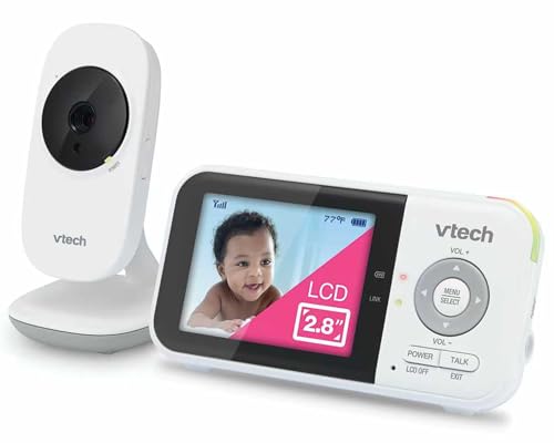 VTech Baby Monitor No WiFi – 19Hr Video Battery, 1000ft Range, Night Vision, Two-Way Talk, Temperature Sensor, Sound-Activated Screen, Lullabies | VM819