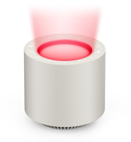 PureNurt White Noise Sound Machine: Red Light Therapy Sleep Sound Machine with 38 Soothing Sounds & Calming Womb Soother, Memory Function, Dimmable Nursery Night Light with Timer for Baby Adult Gift