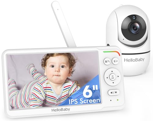 HelloBaby Baby Monitor 6 Inch World First IPS Screen 30H Battery, Secure No WiFi, Pan Tilt Video Camera with Night Vision, VOX, 2-Way Talk, 1000ft, Portable Video Audio Monitor Ideal for Mom, Elderly, Pet