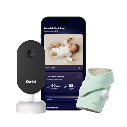 Owlet Dream Duo (Gen 3) Smart Baby Monitor All-in-One Bundle - 2K HD Video Baby Monitor with Alerts & Owlet Dream Sock Tracks Baby’s Oxygen, Heart Rate & Sleep | Health Insights vi