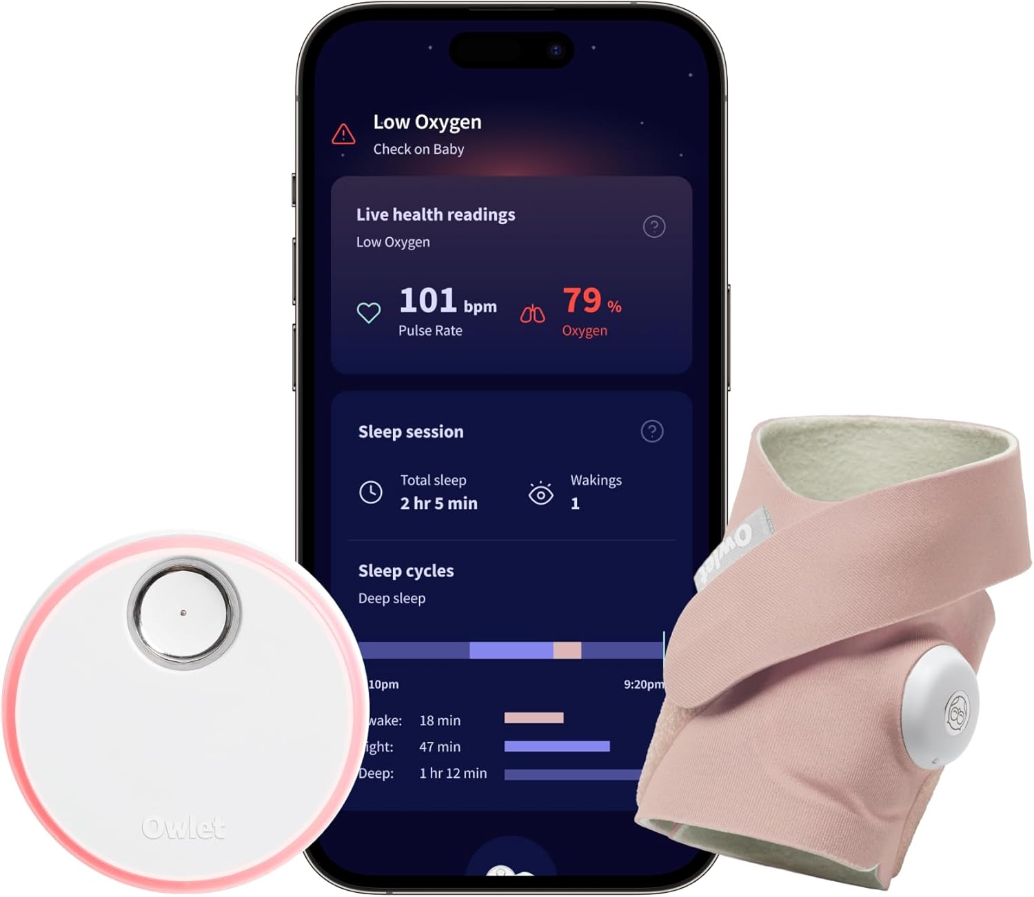 Owlet Dream Sock – Smart Wearable Baby Monitor, Infant SpO2 Monitor Tracks Heart Rate & Oxygen - Parents Receive Alerts, S...