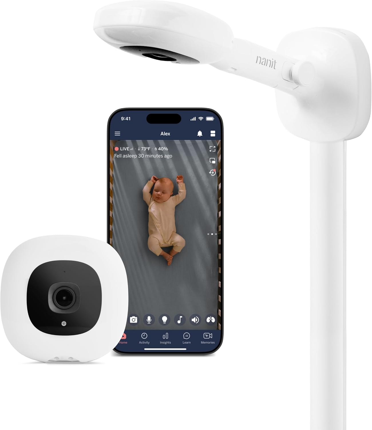 Nanit Pro Smart Baby Monitor - 1080p Wi-Fi Video Camera, 2-Way Audio, See Your Baby from Anywhere, Sound/Motion/Cry Notifi...