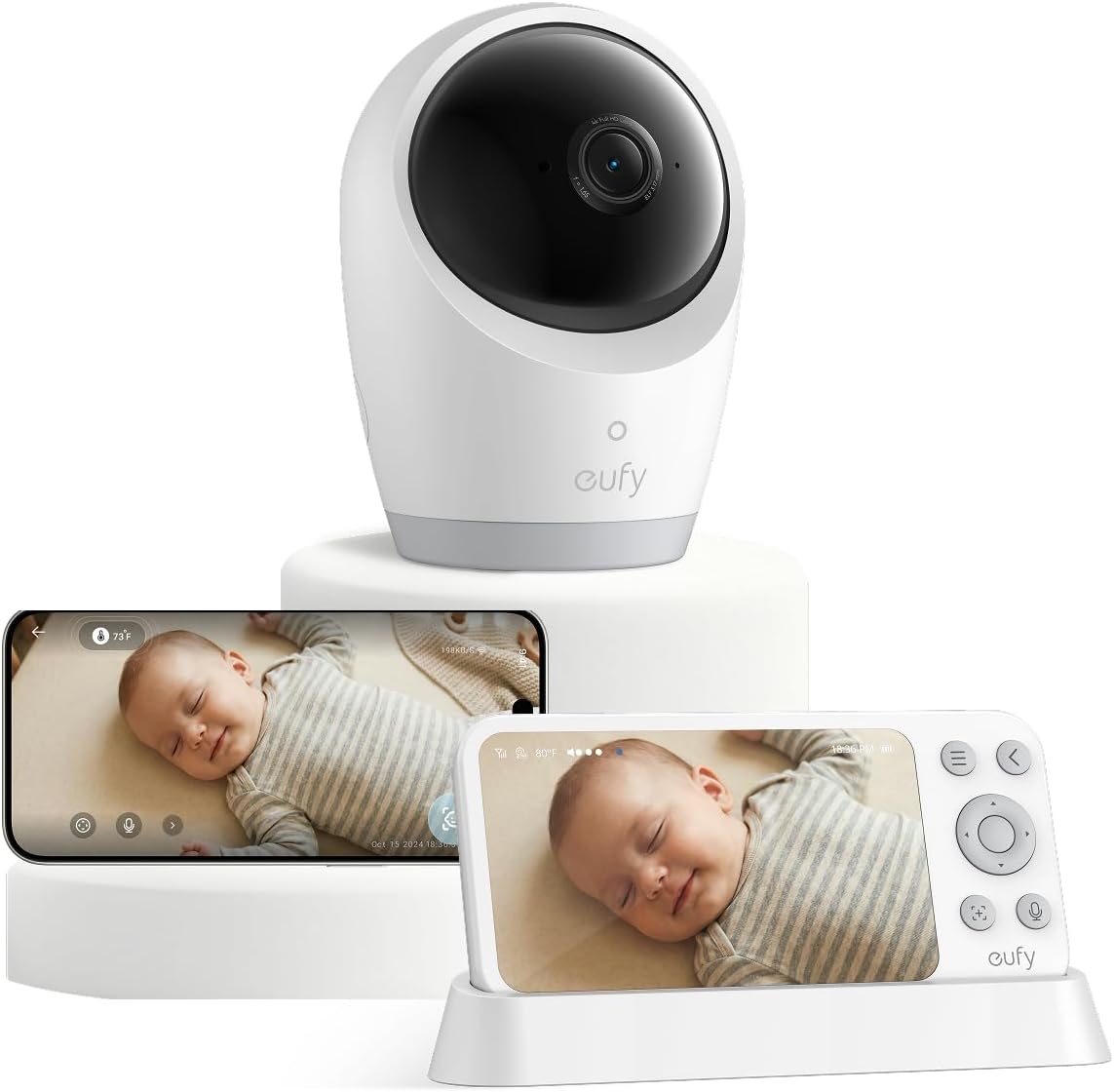 eufy Security E21 Baby Monitor with 4K UHD Camera, 5'' 720p Screen, Pan-Tilt and 8× Zoom, Dual Wi-Fi/Local Connection, 24/...