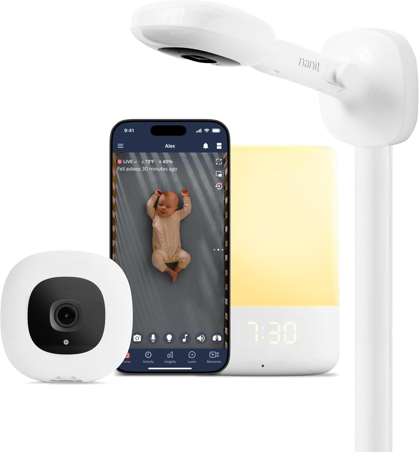 Nanit Nursery Bundle Smart Baby Monitor with Wall Mount – 1080p HD Wi-Fi Camera, Sensor-Free Breathing Monitoring, Sleep T...