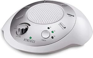 Homedics SoundSleep White Noise Sound Machine, Silver, Small Travel Size with 6 Relaxing N
