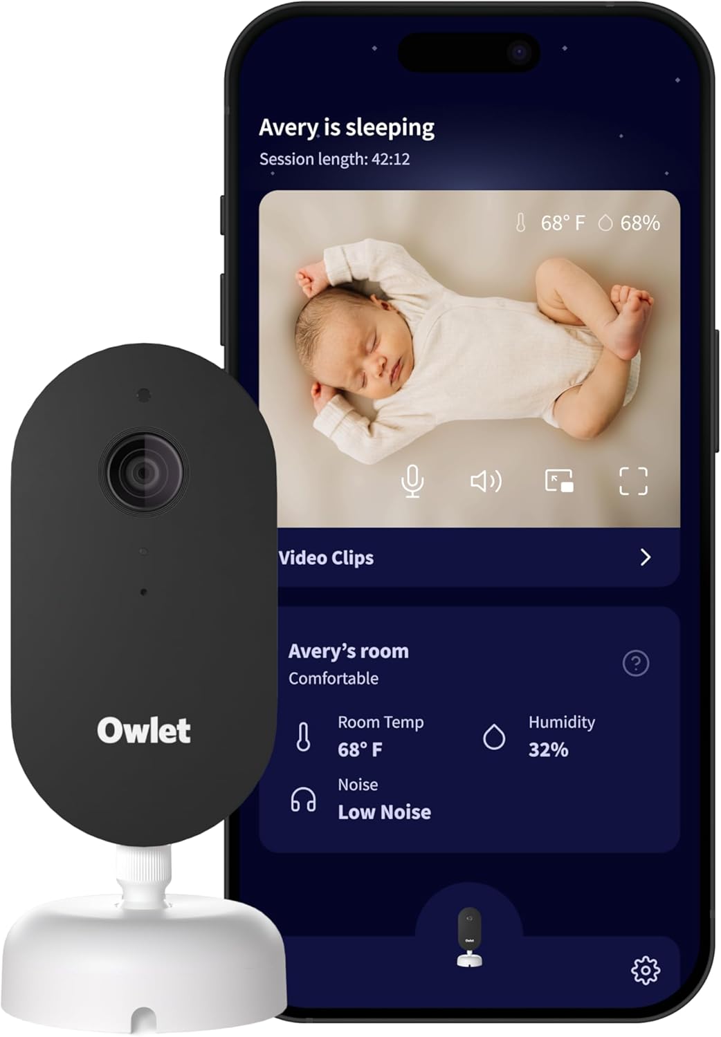 Owlet Dream Sight (Gen 3) Smart Video Baby Monitor | 2K HD Camera w/Night Vision | Detects Crying, Motion & Temperature | ...