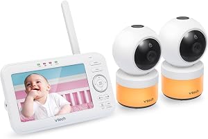 VTech VM5463-2 Upgraded Video Baby Monitor with 2 Cameras – 5" HD Screen, 12-Hour Bat