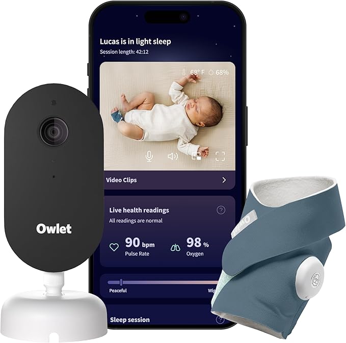 Owlet Dream Duo (Gen 3) Smart Baby Monitor All-in-One Bundle - 2K HD Video Baby Monitor with Alerts & Owlet Dream Sock Tracks Baby’s Oxygen, Heart Rate & Sleep | Health Insights vi