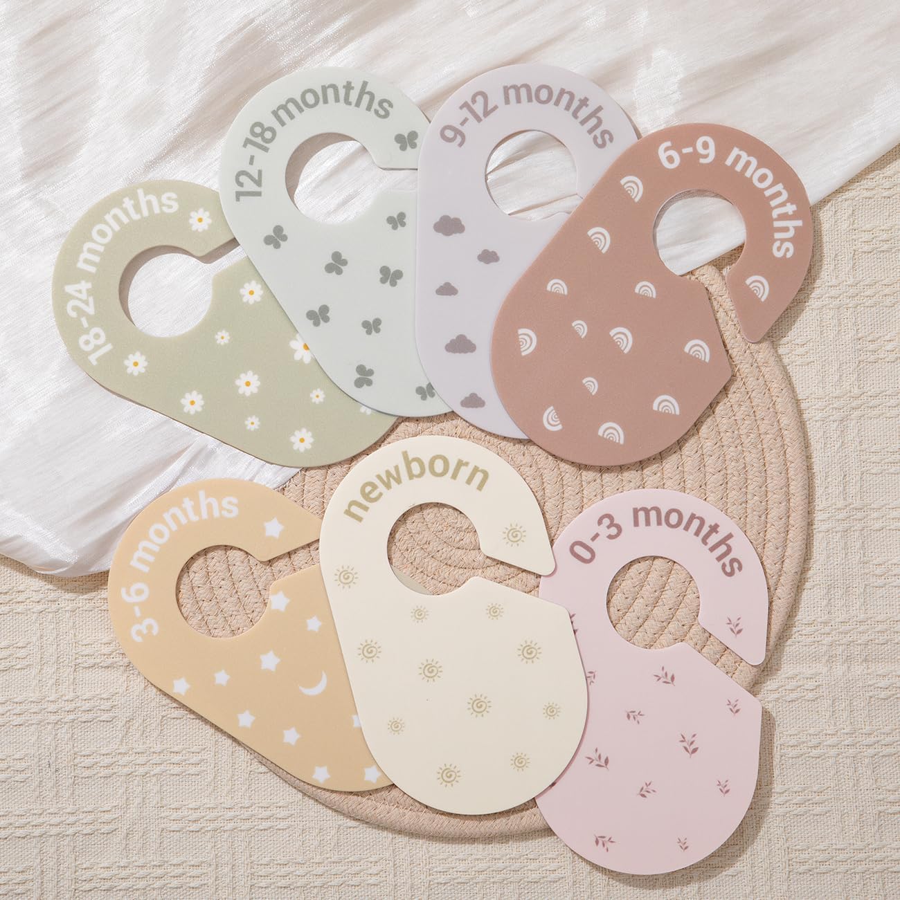 Baby Size Clothes Dividers for Closet: Nursery Hanger Month Dividers for Clothing Organizer - Set of 7 Infant Age Separato...