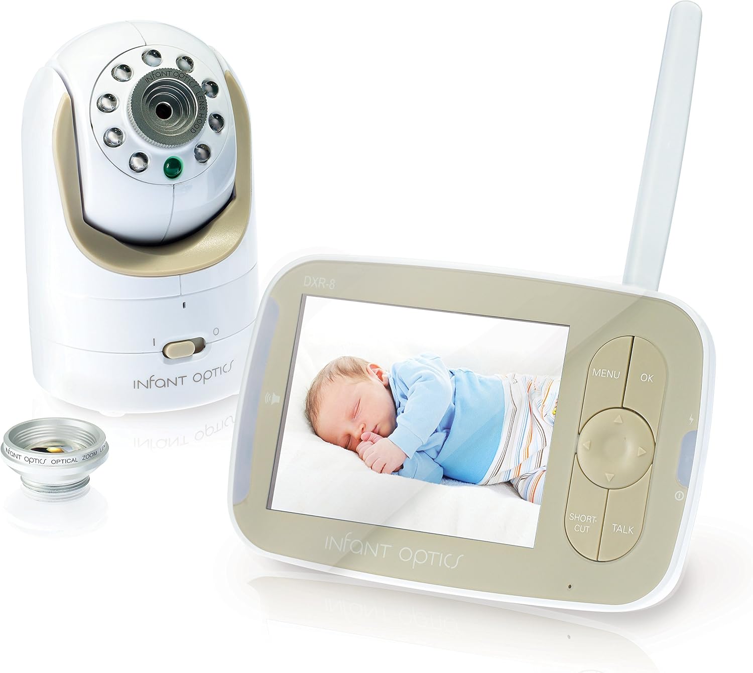 Infant Optics DXR-8 480p Video Baby Monitor, Non-WiFi Hack-Proof FHSS Connection, Interchangeable Lenses, Pan Tilt Zoom, L...