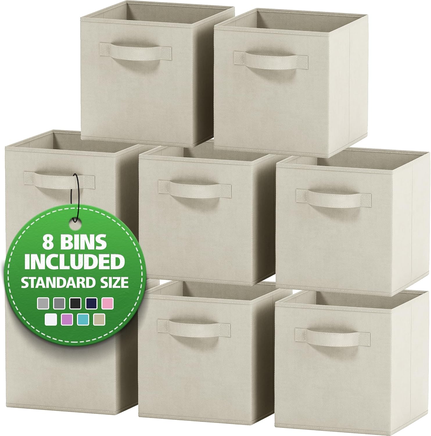 Royexe Set of 8 Foldable Fabric Storage Cube Bins | Collapsible Cloth Organizer Baskets Containers | Folding Nursery Close...