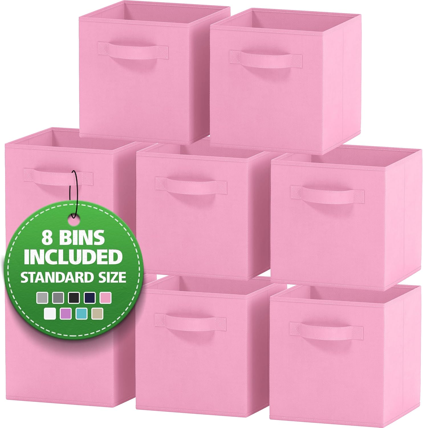 Royexe Storage Cubes - 11 Inch Cube Storage Bins (Set of 8). Fabric Cubby Organizer Baskets with Dual Handles | Foldable C...