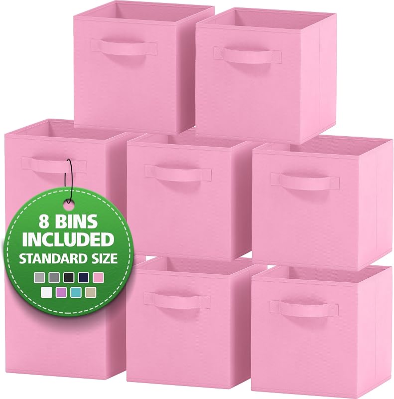 Royexe Storage Cubes - 11 Inch Cube Storage Bins (Set of 8). Fabric Cubby Organizer Baskets with Dual Handles | Foldable C...